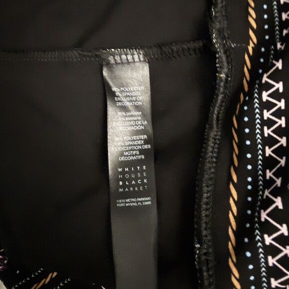 WHBM Women's Small Black Embroidered Trim Stretch Shift 3/4 Sleeve Dress - Picture 6 of 7